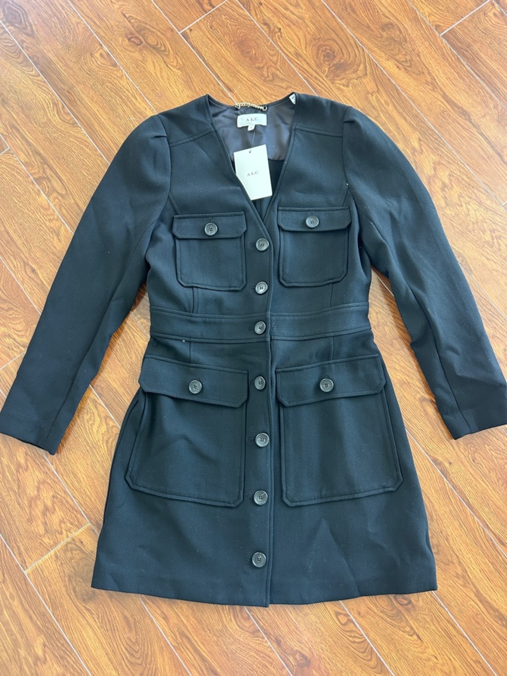 A.L.C. Black Button-Front Blazer Dress